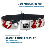 Dog Bone Seatbelt Buckle Collar - Lightning Bolts Sketch Red/White