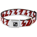 Dog Bone Seatbelt Buckle Collar - Lightning Bolts Sketch Red/White