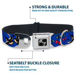 Dog Bone Seatbelt Buckle Collar - Lucky CLOSE-UP Blue