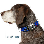 Dog Bone Seatbelt Buckle Collar - Lucky CLOSE-UP Blue