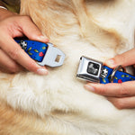 Dog Bone Seatbelt Buckle Collar - Lucky CLOSE-UP Blue