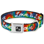 Dog Bone Seatbelt Buckle Collar - LOVE IS LOVE BD Tie Dye/White