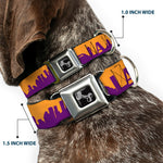 Dog Bone Black/Silver Seatbelt Buckle Collar - Los Angeles Solid Skyline/LA Gold/Purple