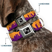 Dog Bone Black/Silver Seatbelt Buckle Collar - Los Angeles Solid Skyline/LA Gold/Purple