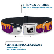 Dog Bone Black/Silver Seatbelt Buckle Collar - Los Angeles Solid Skyline/LA Gold/Purple