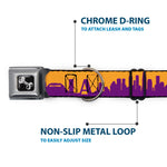 Dog Bone Black/Silver Seatbelt Buckle Collar - Los Angeles Solid Skyline/LA Gold/Purple