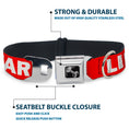 Load image into Gallery viewer, Dog Bone Seatbelt Buckle Collar - LIFEGUARD/Logo Red/White