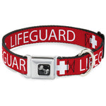 Dog Bone Seatbelt Buckle Collar - LIFEGUARD/Logo Red/White