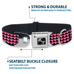 Dog Bone Seatbelt Buckle Collar - Mini Hearts Black/Pink