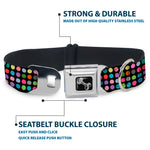 Dog Bone Seatbelt Buckle Collar - Mini Polka Dots Black/Multi Color