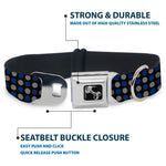 Dog Bone Seatbelt Buckle Collar - Mini Polka Dots Black/Blue/Gray