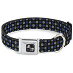 Dog Bone Seatbelt Buckle Collar - Mini Polka Dots Black/Blue/Gray