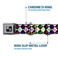 Load image into Gallery viewer, Southlake Paws Dog Bone Seatbelt Buckle Collar features a colorful diamond pattern with a chrome D-ring and non-slip metal lo