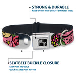 Dog Bone Seatbelt Buckle Collar - Mom & Dad Pink