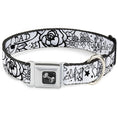 Load image into Gallery viewer, Dog Bone Seatbelt Buckle Collar - Mom & Dad Black/White