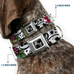 Dog Bone Seatbelt Buckle Collar - Mom & Dad CLOSE-UP White
