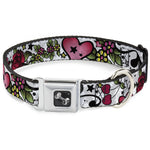 Dog Bone Seatbelt Buckle Collar - Mom & Dad CLOSE-UP White