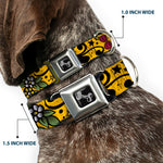 Dog Bone Seatbelt Buckle Collar - Mom & Dad CLOSE-UP Yellow