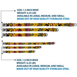 Dog Bone Seatbelt Buckle Collar - Mom & Dad CLOSE-UP Yellow