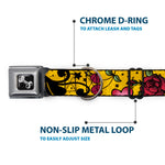 Dog Bone Seatbelt Buckle Collar - Mom & Dad CLOSE-UP Yellow