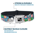 Load image into Gallery viewer, Southlake Paws Dog Bone Seatbelt Buckle Collar in Madras Plaid Pink features a durable stainless steel buckle and colorful pl