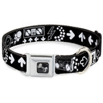 Dog Bone Seatbelt Buckle Collar - Music Happy Face