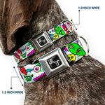 Dog Bone Seatbelt Buckle Collar - Monsters White