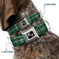 Load image into Gallery viewer, Dog Bone Seatbelt Buckle Collar - Mini Houndstooth Green/Black/Gray