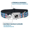 Load image into Gallery viewer, Southlake Paws Dog Bone Seatbelt Buckle Collar in mini houndstooth gray, baby blue, and pink with stainless steel buckle.