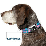 Dog Bone Seatbelt Buckle Collar - Mini Houndstooth Gray/Baby Blue/Pink