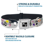 Dog Bone Seatbelt Buckle Collar - Music Notes Stars White/Black/Multi Color