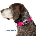 Load image into Gallery viewer, Dog Bone Seatbelt Buckle Collar - Mini Peace Hearts Fuchsia/White