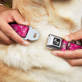 Load image into Gallery viewer, Dog Bone Seatbelt Buckle Collar - Mini Peace Hearts Fuchsia/White