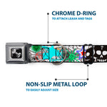 Dog Bone Seatbelt Buckle Collar - Music Skulls Multi Color