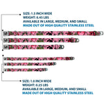 Dog Bone Seatbelt Buckle Collar - Mom & Dad CLOSE-UP Pink w/Sparrows