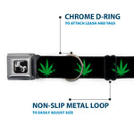 Buckle-Down Seatbelt Buckle Dog Collar - Marijuana Leaf Repeat Black/Green