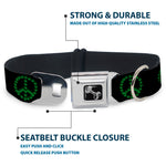 Buckle-Down Seatbelt Buckle Dog Collar - Marijuana Peace Repeat Black/Green