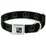 Buckle-Down Seatbelt Buckle Dog Collar - Marijuana Peace Repeat Black/Green