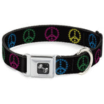 Buckle-Down Seatbelt Buckle Dog Collar - Marijuana Peace Repeat Black/Multi Color