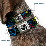 Buckle-Down Seatbelt Buckle Dog Collar - Multi Marijuana Peace Black/Multi Color