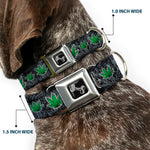 Buckle-Down Seatbelt Buckle Dog Collar - Marijuana Haze Black