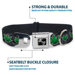 Buckle-Down Seatbelt Buckle Dog Collar - Marijuana Haze Black