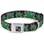 Buckle-Down Seatbelt Buckle Dog Collar - Marijuana Haze Black
