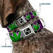 Buckle-Down Seatbelt Buckle Dog Collar - Marijuana Haze Purple