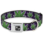 Buckle-Down Seatbelt Buckle Dog Collar - Marijuana Haze Purple