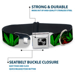 Buckle-Down Seatbelt Buckle Dog Collar - Marijuana Haze Rasta/Black