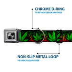 Buckle-Down Seatbelt Buckle Dog Collar - Marijuana Haze Rasta/Black
