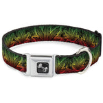 Buckle-Down Seatbelt Buckle Dog Collar - Marijuana Haze Rasta/Rasta