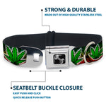 Buckle-Down Seatbelt Buckle Dog Collar - Marijuana Haze Rasta/White