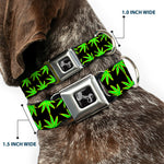 Buckle-Down Seatbelt Buckle Dog Collar - Marijuana Reflection Black/Yellow/Green